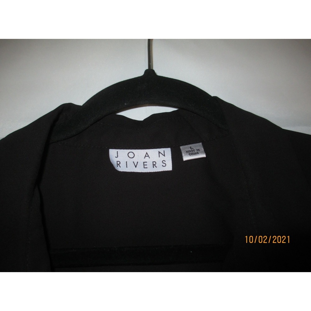 Joan Rivers Flowy Long Sleeve Blouse Button Neckline Black Womens  Size L - Picture 2 of 2